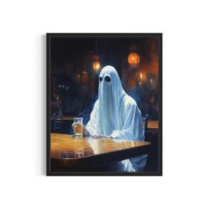 Ghost at Bar Kunstdruck, Vintage-Gothic Wand Kunst Gemälde Dekor Foto