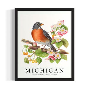 Michigan States Poster Art Print, Living Room Wall Art Poster, Original Painting Artwork Decor