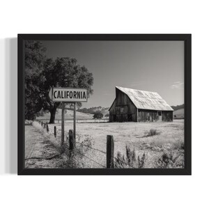 California Vintage Black and White States Art Print, Living Room Wall Art Poster, Original Painting Artwork Decor