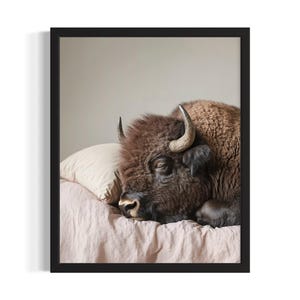 Bison Tier Schlafzimmer Poster Kunstdruck, Schlafzimmer Wand Kunst Poster, Original Malerei Kunstwerk Dekor