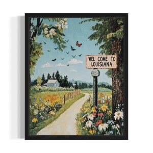 Louisiana Welcome States Art Print, Living Room Wall Art Poster, Original Painting Artwork Decor