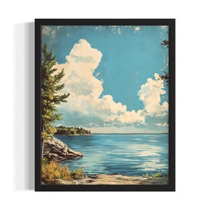 Michigan Great Lakes States Poster Art Print, Living Room Wall Art Poster, Original Painting Artwork Decor
