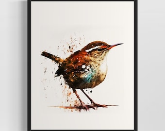 Wren Bird Watercolor Art Print, Wren Bird Wall Art Poster, Original Artwork  by Artist