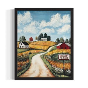 Ohio Welcome States Poster Art Print, Living Room Wall Art Poster, Original Painting Artwork Decor