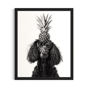 Poodle and Pineapple Kitchen Dog Poster Art Print, Kitchen Wall Art Poster, Original Painting Artwork Decor