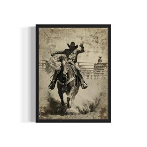 Rodeo Szene Poster Kunstdruck, Vintage Gothic Wand Kunst Malerei Dekor Foto