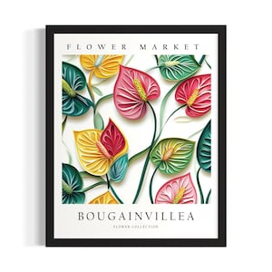 Anthurium Flower 3D Poster Art Print, Living Room Wall Art Poster, Original Painting Artwork Decor