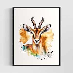 Antelope Watercolor Art Print, Antelope Painting Wall Art Decor, Original Artwork  by Artist