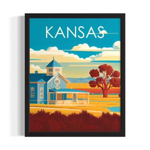 Kansas Illustrator States Art Print, Living Room Wall Art Poster, Original Painting Artwork Decor