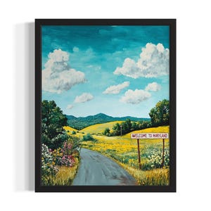 Maryland Welcome States Art Print, Living Room Wall Art Poster, Original Painting Artwork Decor