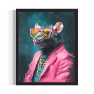 Rat Animal Poster Art Print, Living Room Wall Art Poster, Original Painting Artwork Decor