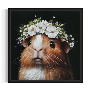 Póster artístico de conejillo de indias para guardería, póster de arte mural para sala de estar, pintura original decorativa
