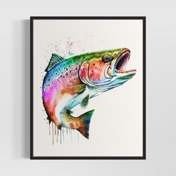 Rainbow Trout Art Print, Rainbow Trout Painting Wall Art Poster, Original Artwork  by Artist