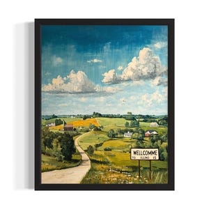 Illinois Welcome Sign State Park States Art Print, woonkamer muurkunstposter, origineel schilderij artwork decor