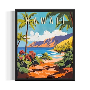 Hawaii Summer States Art Print, woonkamer muurkunstposter, origineel schilderij artwork decor