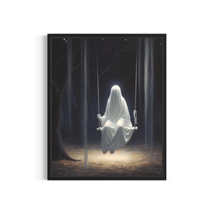 Impressão de arte fantasma e balanço, pintura de arte de parede gótica vintage, decoração de foto