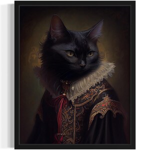 Cat Art Print, Scary Spooky Gothic Wall Art Painting Decor Photo
