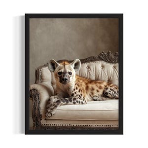Hyena Animal Sofa Living Room Poster Art Print, Living Room Wall Art Poster, Original Painting Artwork Decor