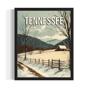 Tennessee winter staten poster art print, woonkamer muur kunstposter, origineel schilderij artwork decor