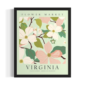 Virginia bloemenmarkt staten poster art print, woonkamer muur kunstposter, origineel schilderij artwork decor