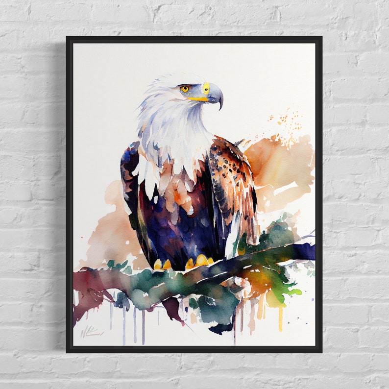 African Fish Eagle Watercolor Art Print, African Fish Eagle Monitor Painting Wall Art Decor, Original Artwork by Artist image 1