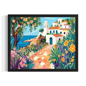 Puglia Landscape Poster Art Print, Living Room Wall Art Poster, Original Painting Artwork Decor