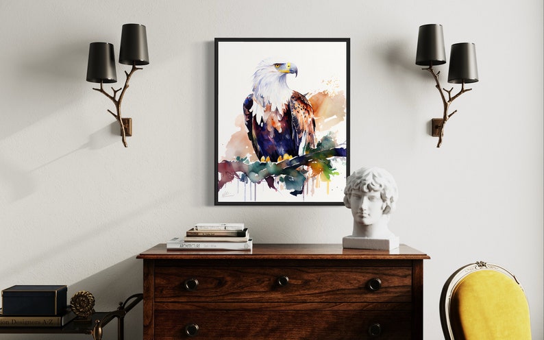 African Fish Eagle Watercolor Art Print, African Fish Eagle Monitor Painting Wall Art Decor, Original Artwork by Artist image 6