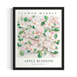 Apple Blossom Flower 3D Poster Art Print, Living Room Wall Art Poster, Original Painting Artwork Decor