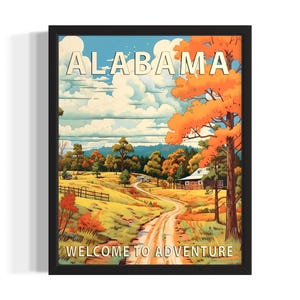 Alabama Scenery States Art Print, Living Room Wall Art Poster, Original Painting Artwork Decor