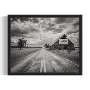 Florida Vintage Black and White States Art Print, Living Room Wall Art Poster, Original Painting Artwork Decor