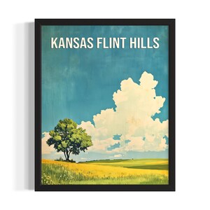 Kansas Flint Hills States Art Print, Living Room Wall Art Poster, Original Painting Artwork Decor