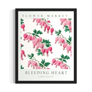 Bleeding Heart Flower 3D Poster Art Print, Living Room Wall Art Poster, Original Painting Artwork Decor