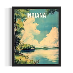 Indiana Lakes State Park State Park States Art Print, Living Room Wall Art Poster, Original Painting Artwork Decor