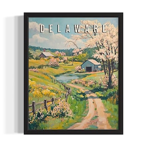 Delaware Spring States Art Print, Living Room Wall Art Poster, Original Painting Artwork Decor