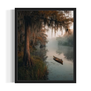Louisiana Misty Morning States Art Print, Living Room Wall Art Poster, Original Painting Artwork Decor