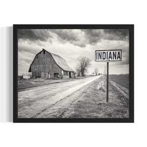 Indiana vintage zwart-wit staatspark staatspark staten kunst print, woonkamer muur kunstposter, origineel schilderij artwork decor
