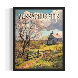 Massachusetts Summer States Poster Art Print, woonkamer muurkunstposter, origineel schilderij artwork decor