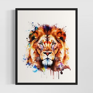 Lion Watercolor Art Print, Lion Wall Art Poster, Original Artwork  by Artist