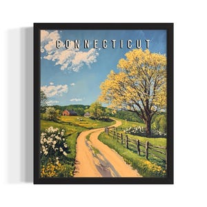 Connecticut Summer States Art Print, Living Room Wall Art Poster, Original Painting Artwork Decor
