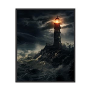 Sinister Lighthouse Art Print, Straszny Upiorny Nawiedzony Gotycki Obraz Ścienny Dekoracja Zdjęcie