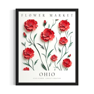 Ohio State Flower Market Poster Art Print, Living Room Wall Art Poster, Original Painting Artwork Decor