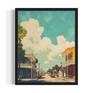 Louisiana Urban States Art Print, Living Room Wall Art Poster, Original Painting Artwork Decor