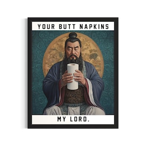 Confucius Butt Napkins Animals Poster Art Print, Restroom Wall Art Poster, Original Painting Artwork Decor