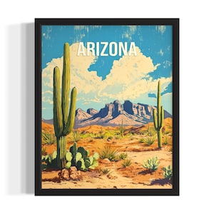 Arizona Desert States Art Print, Living Room Wall Art Poster, Original Painting Artwork Decor