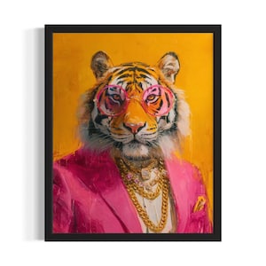Tiger Animal Poster Art Print, Living Room Wall Art Poster, Original Painting Artwork Decor