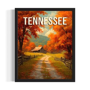 Tennessee country road States Poster Art Print, Living Room Wall Art Poster, Original Painting Artwork Decor