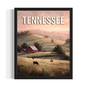 Tennessee boerderij Staten poster Art Print, woonkamer muur kunstposter, origineel schilderij artwork decor