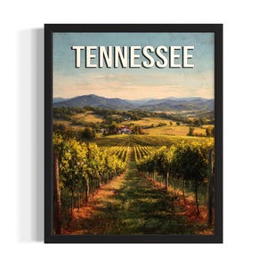 Tennessee’s rolling vineyards States Poster Art Print, Living Room Wall Art Poster, Original Painting Artwork Decor