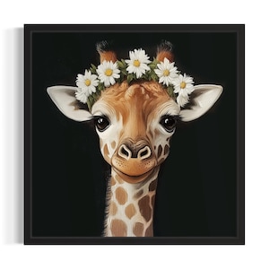 Giraffe Nursery Animal Poster Art Print, Living Room Wall Art Poster, Original Painting Artwork Decor