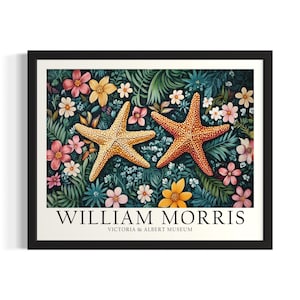 Seestern William Morris Sea Creatures Poster Art Print, Wohnzimmer Wand Kunst Poster Originale Malerei Kunst